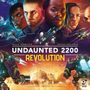 „Undaunted 2200 Revolution“, vier ernste Gesichter, futuristische Raumschiffe, Sci-Fi-Kulisse mit Planeten. Osprey Games-Logo.