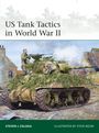 Buchtitel: "US Tank Tactics in World War II". Illustration von Panzern und Soldaten im Kriegsszenario.