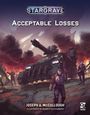 "STARGRAVE: Acceptable Losses"; sci-fi Illustration mit Soldaten und gepanzertem Fahrzeug vor rauchigem Himmel.