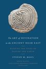 Blauer Hintergrund mit zentralem antiken Kieselsteinrelief. Titel: "The Art of Divination in the Ancient Near East".