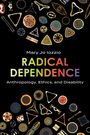 Text: „Mary Jo Iozzio, RADICAL DEPENDENCE, Anthropology, Ethics, and Disability.“ Schwarzer Hintergrund mit bunten, geometrischen Formen.