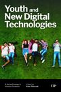 „Youth and New Digital Technologies“ in Weiß. Jugendliche liegen auf Rasen, Smartphones in den Händen.