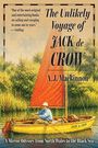 „The Unlikely Voyage of JACK de CROW“ von A.J. Mackinnon. Illustration: Ruderer in gelbem Boot mit rotem Segel auf Fluss.