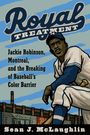 "Royal Treatment: Jackie Robinson, Montreal, and the Breaking of Baseball’s Color Barrier." Illustration von einem Baseballspieler in Uniform.