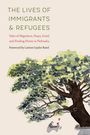 "The Lives of Immigrants & Refugees" und "Foreword by Leirion Gaylor Baird" oben, Illustration eines großen Baumes.