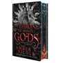 „The Throne of Broken Gods“, „Gods & Monsters Book Two“, „Amber V. Nicole“. Mystischer, dunkler Buchumschlag.