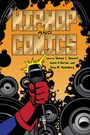 „HIP HOP AND COMICS“ in großen Buchstaben, ein Mikrofon in einer roten Hand, umgeben von Lautsprechern und Punkten.