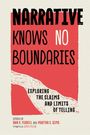 "NARRATIVE KNOWS NO BOUNDARIES" in großer Schrift. Darunter: "EXPLORING THE CLAIMS AND LIMITS OF TELLING." Rotes Design.