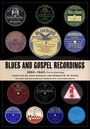 "Blues and Gospel Recordings 1890-1943, Fifth Edition," steht auf einem Banner. Elf stilisierte Plattenlabels sind zu sehen.