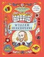 Text: "William Shakespeare", "Words That Changed the World", "Bite-sized and accessible for readers 7+". Illustration mit historischem Porträt.