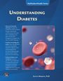 Texte: "Understanding Diabetes", "Austin Mardon, PhD". Zentral ein rotes Blutkörperchen und Glukosemoleküle auf blauem Hintergrund.