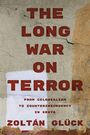 Text: "The Long War on Terror: From Colonialism to Counterinsurgency in Kenya" - Zoltán Glück. Roter Text auf rauer Betonwand.