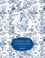 Text: "AGNUS DEI CALENDAR & 12-month planner 2027". Illustration: Frau in einem traditionellen Kleid mit Kind, umgeben von Blumenmustern.