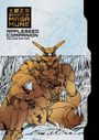 "Appleseed Companion Deluxe Edition" steht auf einem stilvollen Cover. Zwei Charaktere, ein Roboter und eine Person, sitzen zusammen in einem Feld.