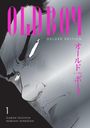 Text: "OLDBOY DELUXE EDITION" und japanische Schriftzeichen. Illustration eines ernsten Mannesgesichts in Schwarzweiß.