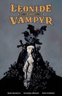 Text: "LEONIDE THE VAMPYR". Illustration eines weißen Kindes vor einer dunklen Gestalt mit Rabe, Totenkopf, Fledermaus.