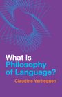 "What is Philosophy of Language?" und "Claudine Verheggen" auf lila Hintergrund mit blauer grafischer Illustration.