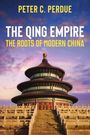 Titel: „THE QING EMPIRE: THE ROOTS OF MODERN CHINA“ von Peter C. Perdue. Eine Pagode vor buntem Himmel.