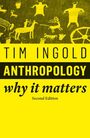 "TIM INGOLD, ANTHROPOLOGY, why it matters, Second Edition." Gelber Hintergrund, schwarze und weiße Schrift, antike Zeichnungen.