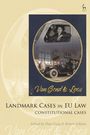 "Landmark Cases in EU Law: Constitutional Cases." Van Gend & Loos-Illustration mit historischem Fahrzeug und Fahrer.