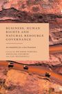 Text: "Business, Human Rights and Natural Resource Governance. Accountability for a Just Transition." Bild: Braune Erdlandschaft.