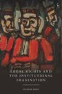 „Legal Rights and the Institutional Imagination“ von Hamish Ross. Ein Gemälde zeigt abstrakte, dunkle Figuren in Rot.