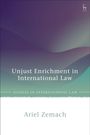 "Unjust Enrichment in International Law" von Ariel Zemach, violett-grüner Hintergrund, elegantes Logo oben rechts.