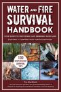 Cover des "Water and Fire Survival Handbook" mit Bildern von Feuer, Wasser, Natur und Survival-Techniken.