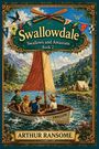 „Swallowdale, Swallows and Amazons Book 2, Arthur Ransome“. Illustration von Kindern in einem Segelboot auf einem See.