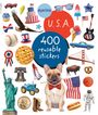 "eye like U.S.A., 400 reusable stickers" steht zwischen vielen USA-Symbolen wie der Freiheitsstatue und einem Hund mit Flagge.