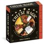 "CHEESE MAGIC 2027" in großen Buchstaben. Ein Jahr mit Rezepten und Kombinationen. Aroma- und Käsescheiben mit Früchten.