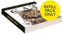 „REFILL PACK ONLY“ auf gelbem Kreis, Katzenkalender 2027, Tabby-Katze, Bestseller-Auszeichnung.