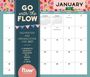 Kalender für Januar 2027, Titel: "GO WITH THE FLOW". Blumenmuster, mit Feiertagen wie Neujahr und Orthodox Christmas.