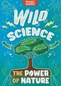 "Wild Science: The Power of Nature" in verspielter Schrift, Baum in der Mitte, Symbole für Wetter und Energie.