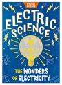 "Electric Science" und "The Wonders of Electricity" stehen auf blauem Hintergrund. Eine Glühbirne in der Mitte.