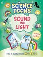 "Sound and Light" steht groß in der Mitte. Verschiedene fröhliche Comic-Objekte umgeben die Schrift.