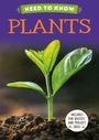 Text: "NEED TO KNOW PLANTS" und "INCLUDES FUN QUIZZES AND PROJECT IDEAS". Ein junger Pflanzenspross in dunkler Erde.