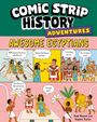 "Comic Strip History Adventures: Awesome Egyptians." Comic mit Cleopatra, Caesar und Römern in humorvoller Interaktion.