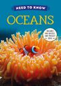 Text: "NEED TO KNOW OCEANS. INCLUDES FUN QUIZZES AND PROJECT IDEAS." Ein Clownfisch in einer Anemone, Meeresmotiv.