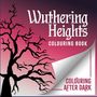 "Wuthering Heights Colouring Book; Colouring After Dark." Silhouette eines Baumes vor einem pink-violetten Himmel.