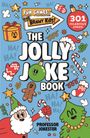 Buchcover: "FUN GAMES FOR BRAINY KIDS! 301 HILARIOUS JOKES! THE JOLLY JOKE BOOK". Fröhliche Grafiken mit Weihnachtsmotiven.