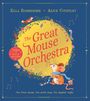 „The Great Mouse Orchestra“ ist in großen Buchstaben auf einem gelben Kreis zu sehen. Eine Maus spielt eine Trommel.