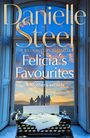 Text: "Danielle Steel, FELICIA'S FAVOURITES, 12/03/26". Eine Frau mit langen Haaren und Brille auf dem Kopf vor orangem Hintergrund.