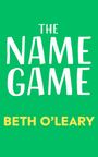 "The Name Game" in Weiß und "Beth O'Leary" in Gelb auf grünem Hintergrund.