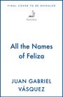 Text: "FINAL COVER TO BE REVEALED", "All the Names of Feliza", "JUAN GABRIEL VÁSQUEZ". Illustration eines Segelboots mit "MacLehose".