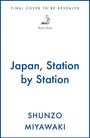 FINAL COVER TO BE REVEALED. Japan, Station by Station. SHUNZO MIYAWAKI. Ein schlichtes Logo eines Segelboots.