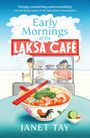 „Early Mornings at the Laksa Café“, darunter Schale mit Garnelen-Laksa, dahinter zwei Köche im Imbiss. Autor: Janet Tay.