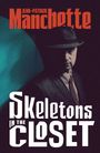 "SkeLEtons in the CLOSET" in großer Schrift, darüber "JEAN-PATRICK Manchette". Ein Mann im Anzug und Hut, düsterer Stil.