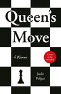 „Queen's Move“, „A Memoir“, „Cover to be revealed“. Schwarzes und weißes Schachbrettmuster mit einer Schachfigur.