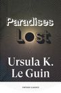 „Paradises Lost“ und „Ursula K. Le Guin“ stehen zentral. Strahlenmuster auf dunklem Hintergrund.